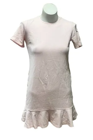 ASOS Women's Pink Ruffled Hem T-Shirt Dress Size 0 Short Sleeve thumbnail 1