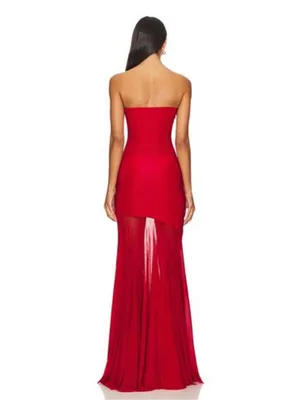 DEME by Gabriella Dahlia Strapless Dress in Maroon S thumbnail 7