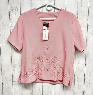 Vintage Southern Lady Jacket Women Size Small Red Gingham Floral Embroidered‎ thumbnail 1