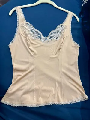 Vintage Perma-Lift Satin Lace Camisole Champagne Medium thumbnail 1