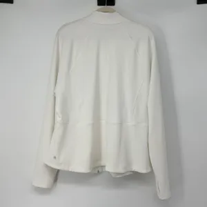 Athleta White Ribbed Full Zip Jacket Mock‎ Neck Thumbholes Plus Size 3X thumbnail 2