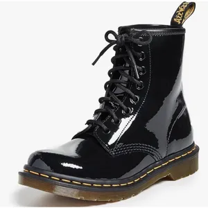 Dr. Martens Black Patent Leather Combat Boots‎ AW004 Men's Size 7 Women's 8 NEW thumbnail 1