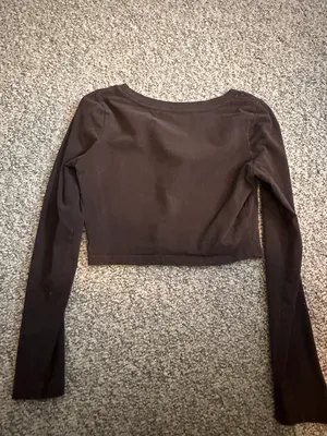 SheIn Basics Brown Long Sleeve Crop Top thumbnail 4