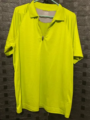 Men's Chaps Bright Lime Green Quarter Zip Polo Size Med Dress/Golf Shirt thumbnail 1