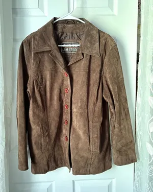 Vintage Leather Limited Suede Button-Up Jacket genuine leather women size L thumbnail 1