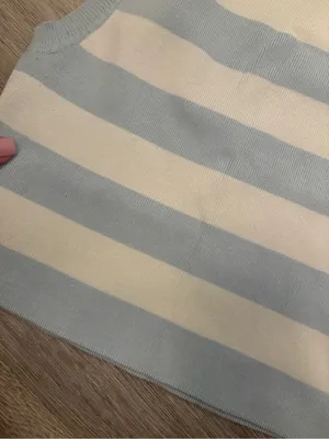 Zara Blue and Cream Striped Knit Tank Top M thumbnail 5