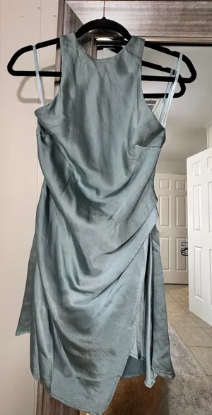 Hello Molly Sage mini silk cocktail dress size XS thumbnail 1