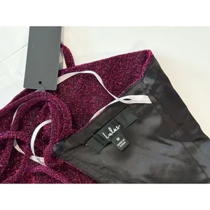 Lulu's Party Era Magenta Sparkly Lace-up Pleated Skater‎ Dress MEDIUM NWT Party thumbnail 10