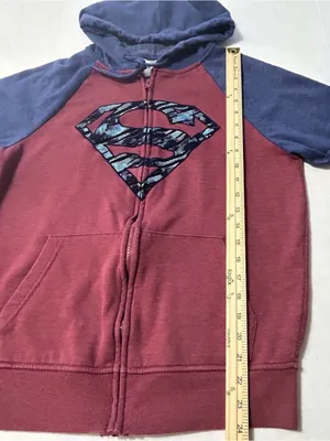 DC Comics Superman Full Zip Hoodie Mens Small Colorblock Camo Logo Raglan thumbnail 4
