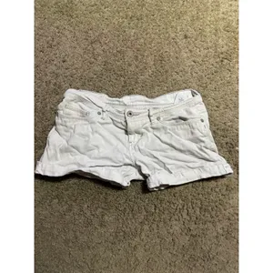 Levis White Denim Cuffed Shorts Womens Size 5 Low Rise Stretch Ramie Blend thumbnail 4
