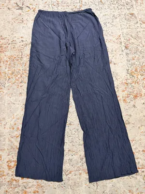 ZARA Wrinkle wide leg pants size Medium Navy thumbnail 3