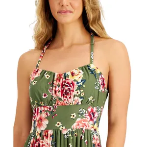 NWT Jamie & Layla Womens Petite Floral-Print Empire Maxi Dress Green Multi PL thumbnail 4