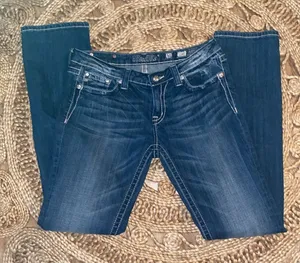Women's MissMe 31 straight Blue Jeans with Wing Embroidery thumbnail 1