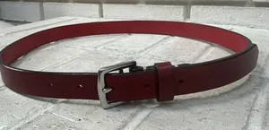 Coach Dark Red Made in Italy Belt Brass Buckle Silver hardware Medium thumbnail 1