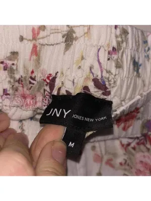 Vintage Jones New York off-white linen blend floral printed pants thumbnail 5