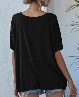 SheIn V-neck Batwing Sleeve Slouchy Tee thumbnail 2