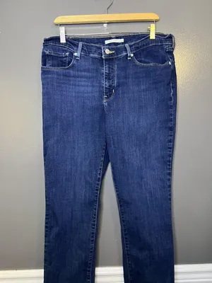 Levis Classic Straight Jeans Womens 14S Blue Dark Wash Stretch Denim Pants thumbnail 2