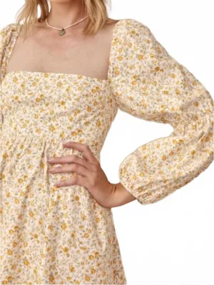 Reformation Michaela Dress Lima Floral Square-Neck Puff Sleeve Prairie Cottage 4 thumbnail 2