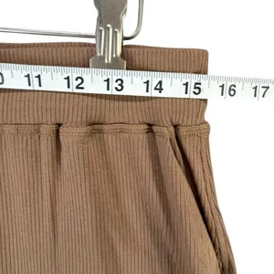 Filoro Ribbed Knit Lounge Set Women L Brown 2 Pc Top Shorts Cozycore Casual Chic thumbnail 11