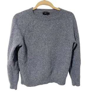 J Crew‎ Factory Size Medium Blue 100% Merino Wool Crewneck Sweater thumbnail 1