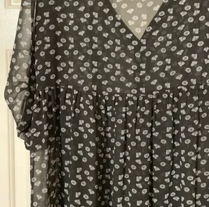 Torrid Diamond Print Sheer Chiffon Shirt Dress 3/4 Sleeve Black & White Size 1 thumbnail 10