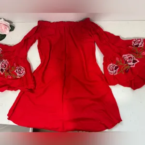 Dress Feathers Red Garment made in india thumbnail 2