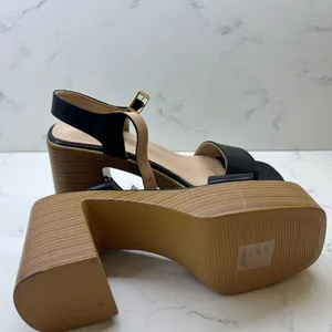Bella Marie Black Square Toe Block Heel Sandals Size 9 NWOT Minimalist Sleek thumbnail 4