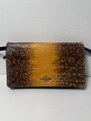 Coach Hayden Anna Foldover Lizard Embossed Leather Crossbody Clutch thumbnail 3