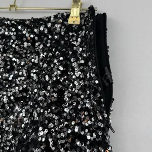 ASOS Design Sequin Shorts Black Silver Party High Rise Lined Disco Festiva Sz 8 thumbnail 4