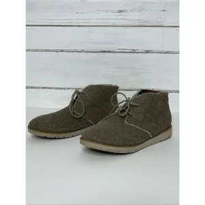 Bearpaw Cher Women's Taupe Canvas Frayed Lace Up Chukka Ankle Boots Shoe Size 9 thumbnail 5