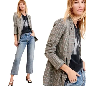 Maeve Anthropologie Lilith‎ Plaid Oversized Double Breasted Blazer Jacket Sz 6 thumbnail 2