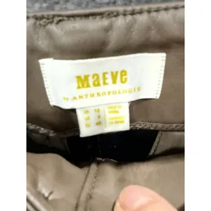 Maeve Anthropologie Women Pants 8 Brown Faux Leather Wide Leg High Rise Pocket thumbnail 5