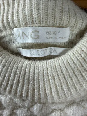 Mango Cream Textured Thick Crewneck Sweater Small thumbnail 5