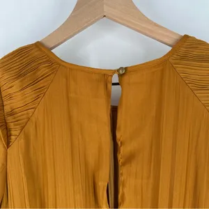 Anthropologie Maeve Saniya Mini Dress Pleated Satin Ruffle‎ Trim Feminine thumbnail 16