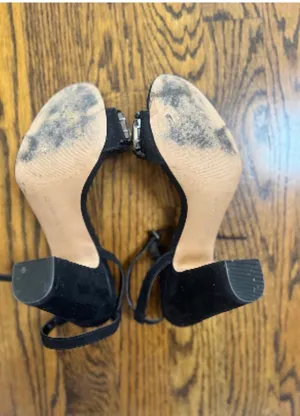 Black suede sandals by Audrey Brooke with gemstones thumbnail 5