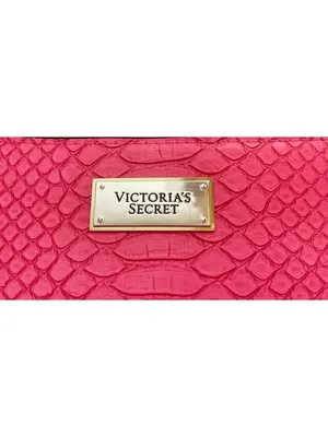Victorias Secret Hot Pink Faux Python Clutch Makeup Bag Snakeskin Zipper Top thumbnail 2