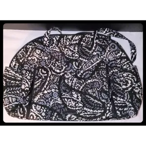 Vera Bradley Diaper Bag Women Large Black White Paisley Quilted Tote thumbnail 3