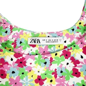 Zara Multi Floral Sleeveless Crop Tank Top Size Small‎ thumbnail 7