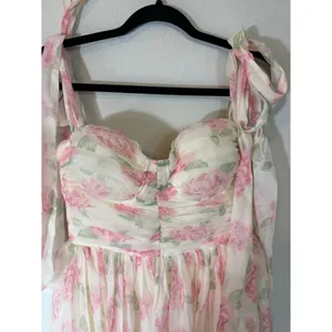 NWOT Mable Floral Bustier Maxi dress with self tie straps size L thumbnail 2