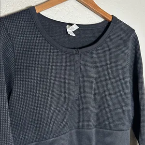 NEW Offline Aerie Sidewalk Seamless Crop Thermal Henley Long Sleeve Waffle Top thumbnail 4