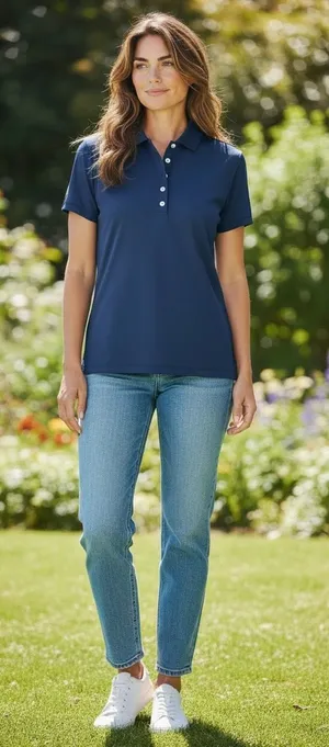 New Peter Millar Women's Navy Blue Sun Protection Performance Golf Polo thumbnail 1