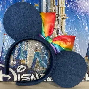 Disney parks rainbow denim pride Minnie move ears thumbnail 2