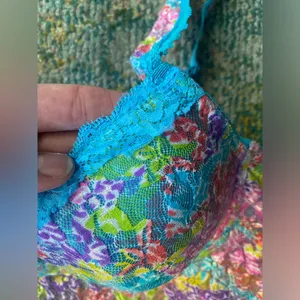 Rainbow floral lace bra top slip nightie, size 1X thumbnail 4