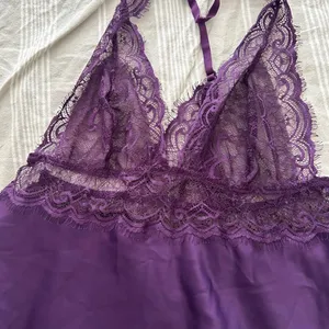 Purple Satin Lace Babydoll Slip Nightgown Fairy Grunge Coquette Y2K Small thumbnail 5