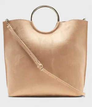 Banana Republic beige Nude gold O Ring Handle Tote Bag with crossbody thumbnail 1