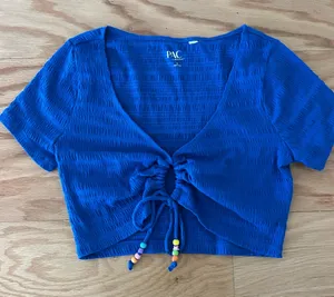 PacSun Royal Blue Ruched Crop Top thumbnail 1
