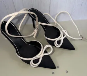 Gianni Bini Black White Bow Slingback Heels 10M thumbnail 1