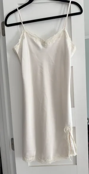 Brandy Melville Ivory Lace-Trim Slip Dress thumbnail 1