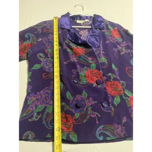Victorias Secret SleepShirt Womens S Satin Gold Label Floral Paisley Purple thumbnail 3