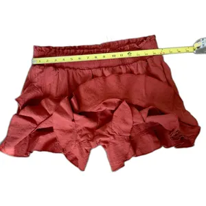 Liyo Hon Orange Ruffle Skort Elastic Waist Boho Mini Shorts Skirt L thumbnail 4